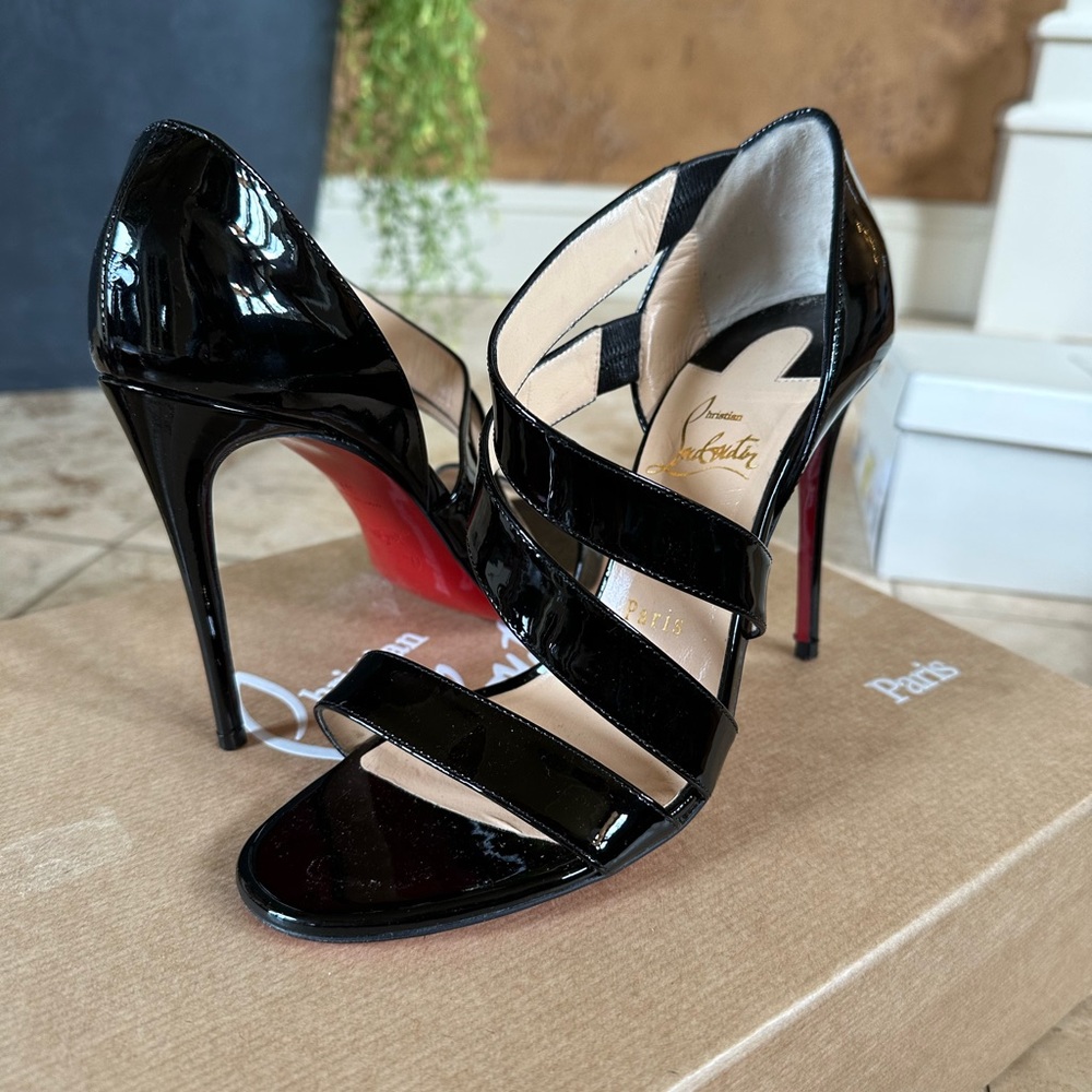 Christian Louboutin 100 Patent Strappy Heels